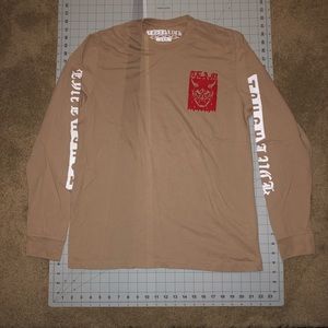 Tough Luck. Size large. Tan color. Long sleeve shirt.